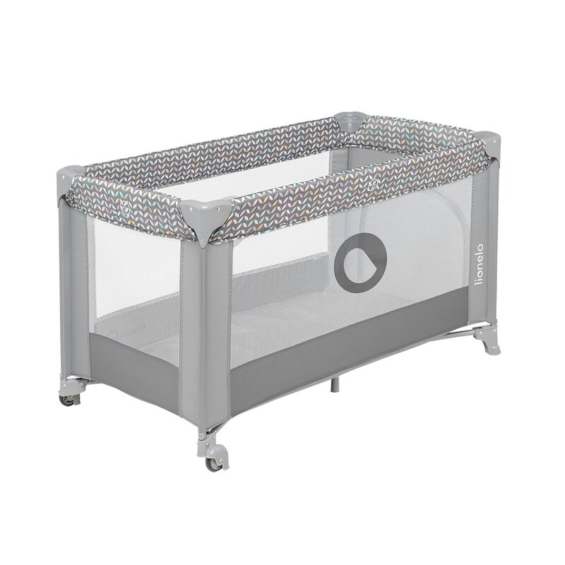 Lionelo - Patut pliant cu un nivel Stefi Concrete din Metal, Poliester, 120x60 cm, Gri image 6
