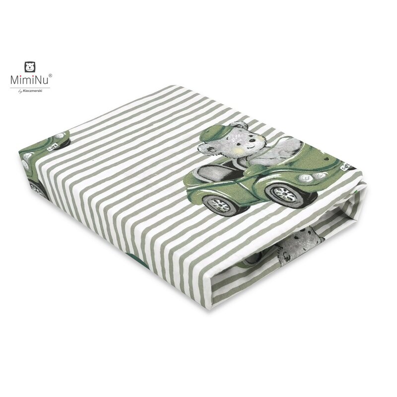 MimiNu - Cearceaf cu elastic pentru patut 120X60 cm, Din bumbac, Old Road Nepalese Green image 1