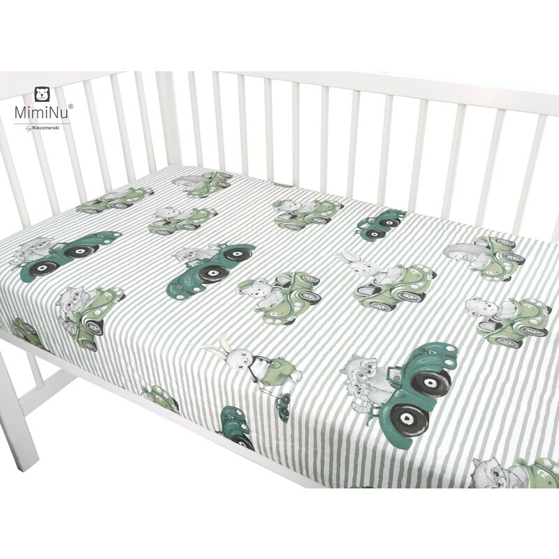 MimiNu - Cearceaf cu elastic pentru patut 120X60 cm, Din bumbac, Old Road Nepalese Green image 2