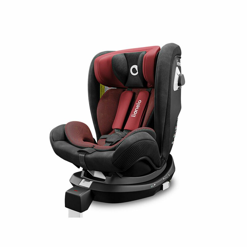 Lionelo - Scaun auto Braam Burgundy Pozitie de somn, Protectie laterala, Rotire 360 grade, 0-36 Kg, cu Isofix, Rosu image 5