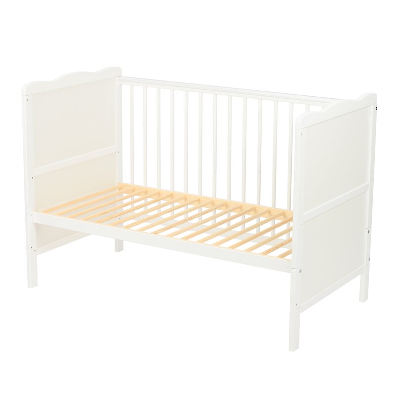 Qmini - Patut din lemn Julia 120x60 cm, multifunctional, cu sertar, Alb + Saltea 8 cm image 10