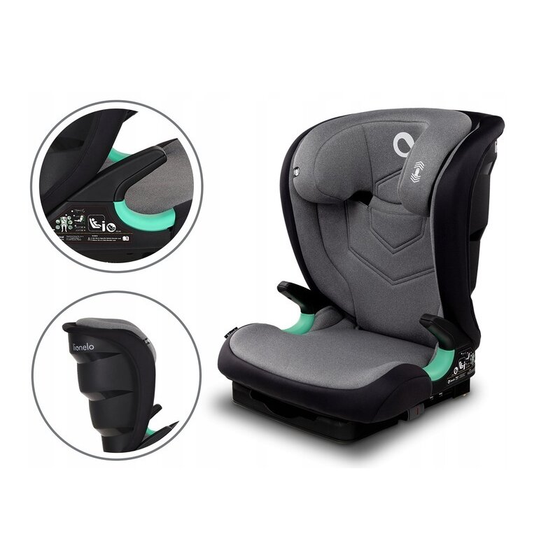 Lionelo - Scaun auto Neal Stone Spatar reglabil, Baza i-size, 15-36 Kg, cu Isofix, Gri image 9