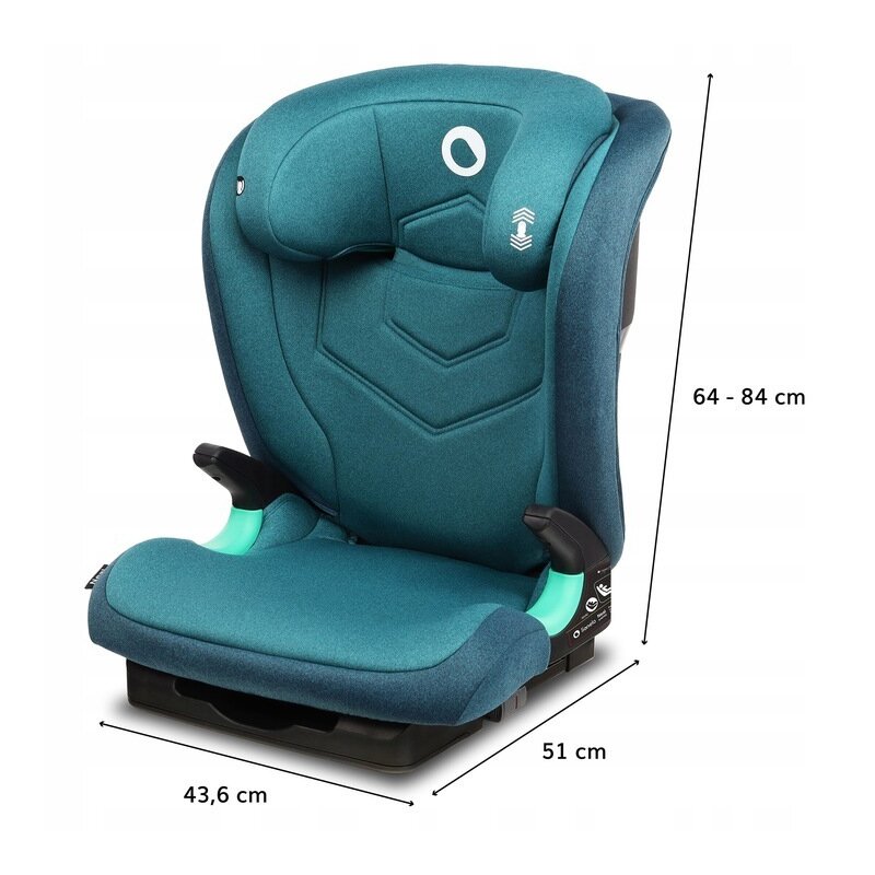 Lionelo - Scaun auto Neal Turquoise Spatar reglabil, Baza i-size, 15-36 Kg, cu Isofix, Verde image 2