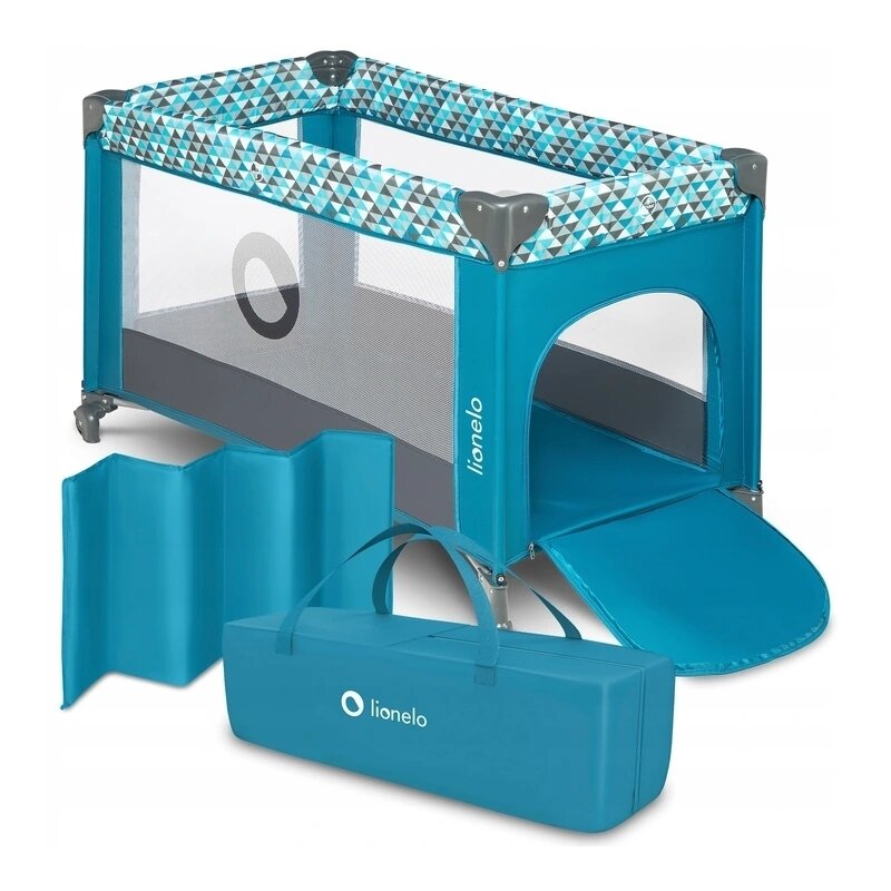 Lionelo - Patut pliant cu un nivel Stefi din Metal, Poliester, 120x60 cm, Turquoise image 1