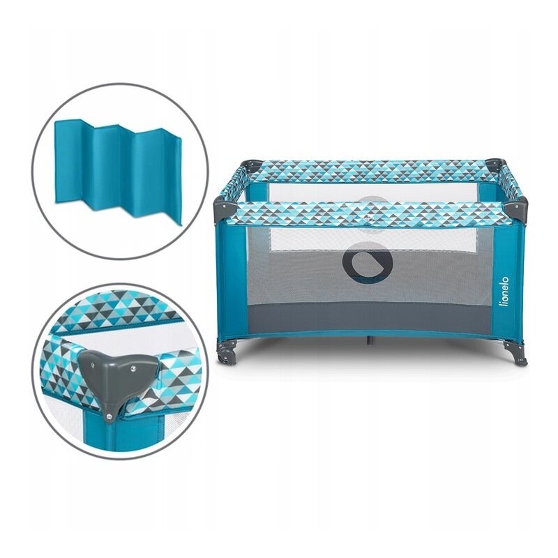 Lionelo - Patut pliant cu un nivel Stefi din Metal, Poliester, 120x60 cm, Turquoise image 4