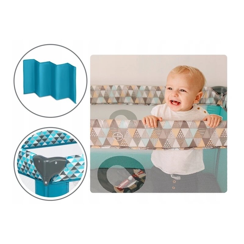 Lionelo - Patut pliant cu un nivel Stefi din Metal, Poliester, 120x60 cm, Turquoise image 12