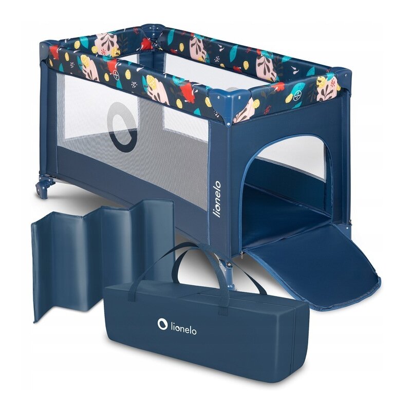 Lionelo - Patut pliant cu un nivel Stefi Navy din Metal, Poliester, 120x60 cm, Albastru image 1