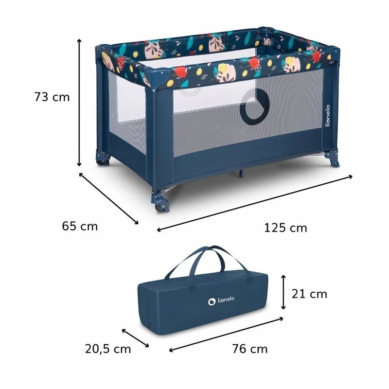 Lionelo - Patut pliant cu un nivel Stefi Navy din Metal, Poliester, 120x60 cm, Albastru image 2
