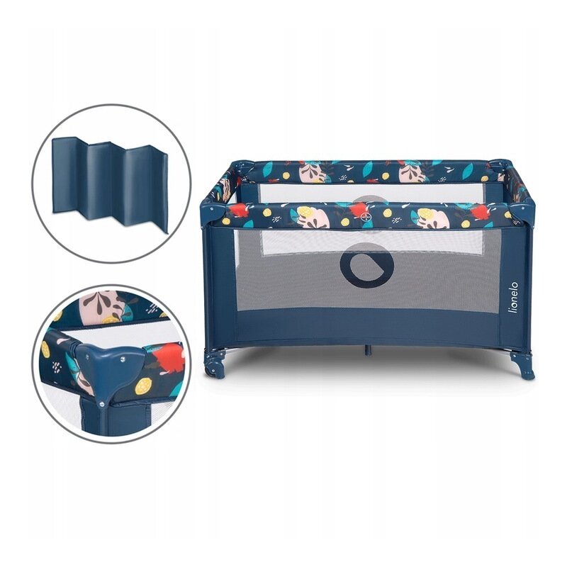 Lionelo - Patut pliant cu un nivel Stefi Navy din Metal, Poliester, 120x60 cm, Albastru image 4