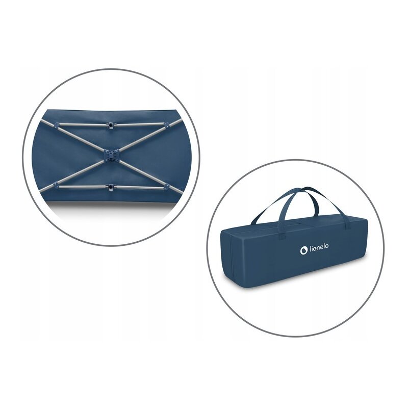 Lionelo - Patut pliant cu un nivel Stefi Navy din Metal, Poliester, 120x60 cm, Albastru image 10