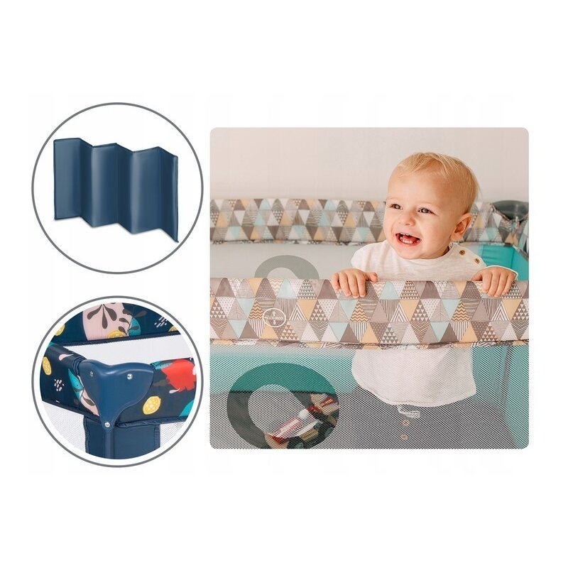 Lionelo - Patut pliant cu un nivel Stefi Navy din Metal, Poliester, 120x60 cm, Albastru image 12