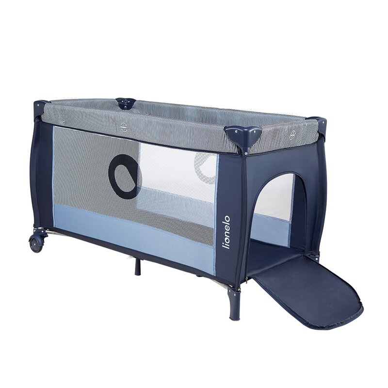 Lionelo - Patut pliant cu doua nivele Sven Plus, 120x60 cm, arcada jucarii, masuta de infasat, vibratii, melodii, Blue Navy image 9