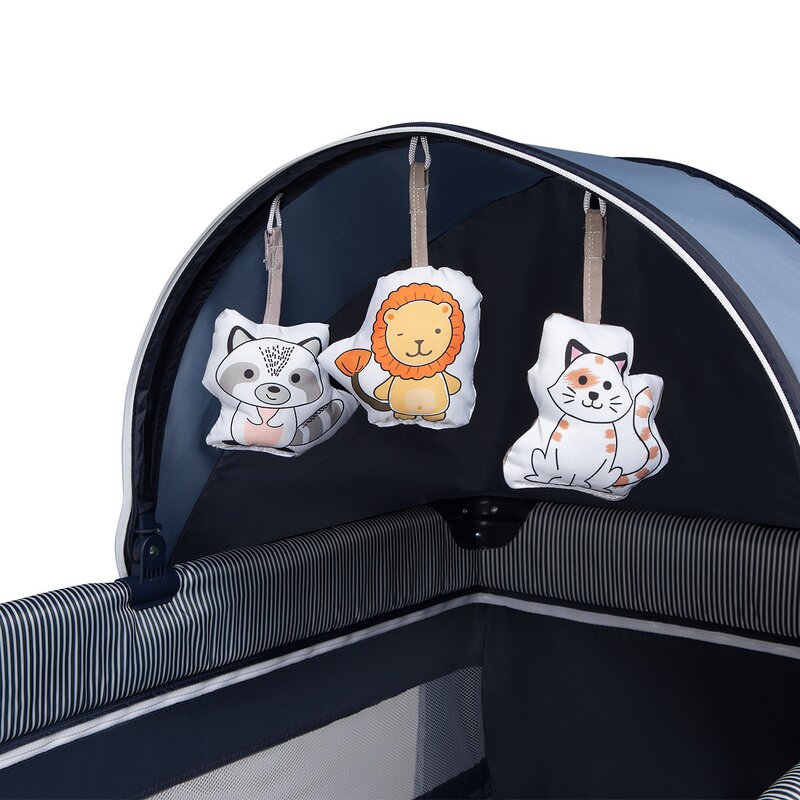 Lionelo - Patut pliant cu doua nivele Sven Plus, 120x60 cm, arcada jucarii, masuta de infasat, vibratii, melodii, Blue Navy image 12