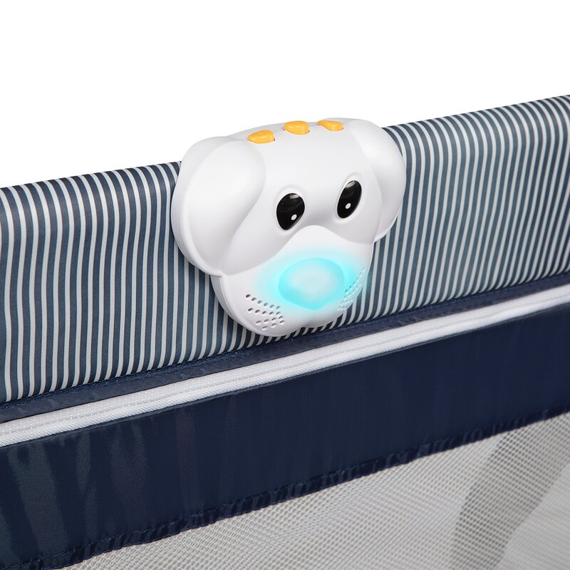 Lionelo - Patut pliant cu doua nivele Sven Plus, 120x60 cm, arcada jucarii, masuta de infasat, vibratii, melodii, Blue Navy image 13