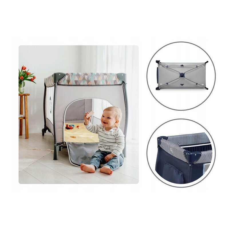 Lionelo - Patut pliant cu doua nivele Sven Plus, 120x60 cm, arcada jucarii, masuta de infasat, vibratii, melodii, Blue Navy image 19