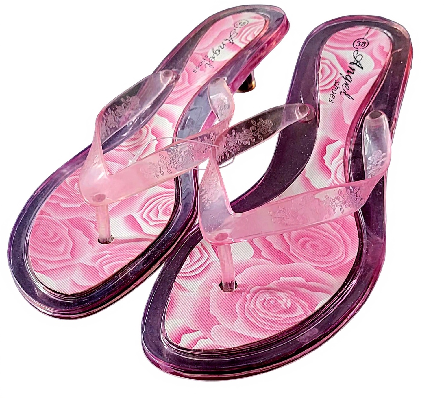 Slapi cu toculet Angel Shoes Roz nr38