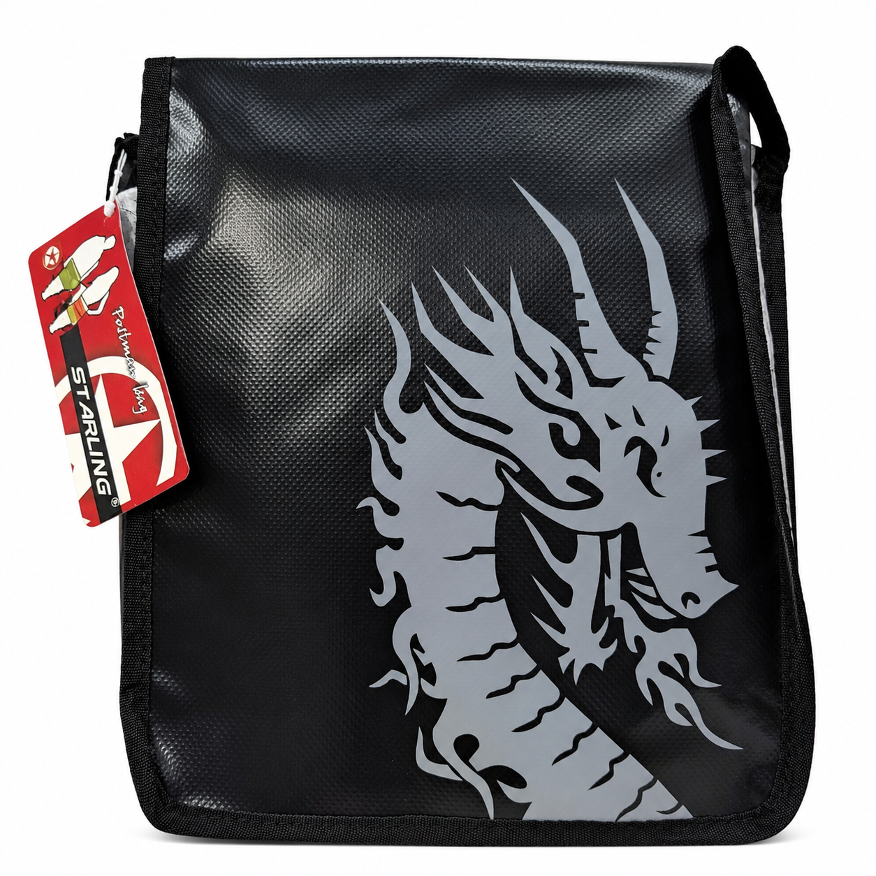Geanta Tip Postas cu Design Dragon Argintiu