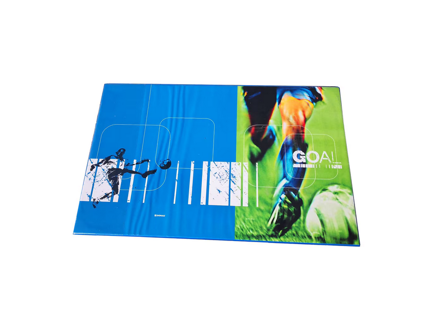 Protectie de birou PVC albastra DONAU 54,7x35,9 cm cu imprimeu fotbal