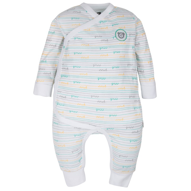 Gmini Plus Salopeta pentru bebelusi alb cu turquoise 56