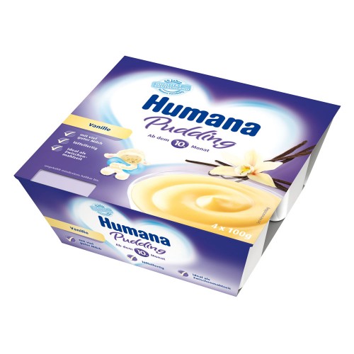 Budinca Humana cu gust de vanilie de la 10 luni 4x100 g