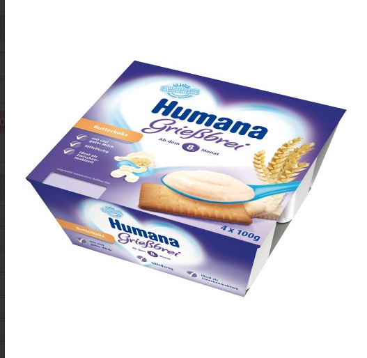 Budinca Humana de gris cu biscuiti de la 8 luni 4x100 g