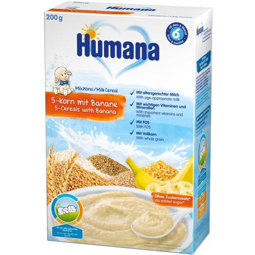 Cereale Humana cu 5 cereale si banane de la 6 luni 200 g