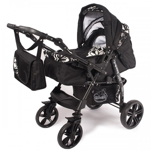 Carucior Hubners Tessa Lux 3 in 1 negru floricele image 3