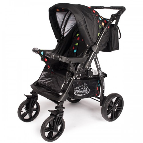 Carucior Hubners Tessa Lux 3 in 1 negru cu buline colorate image 1