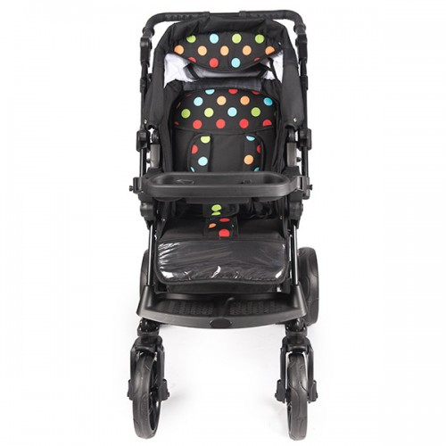 Carucior Hubners Tessa Lux 3 in 1 negru cu buline colorate image 5