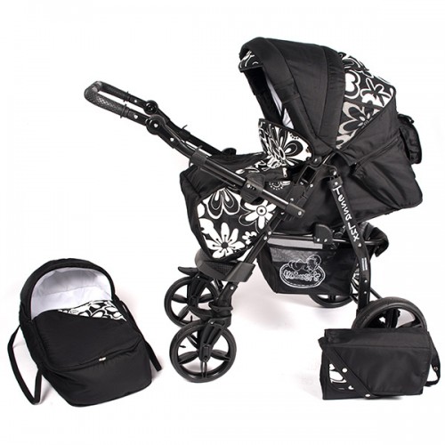 Carucior Hubners Tessa Lux 2 in 1 negru floricele