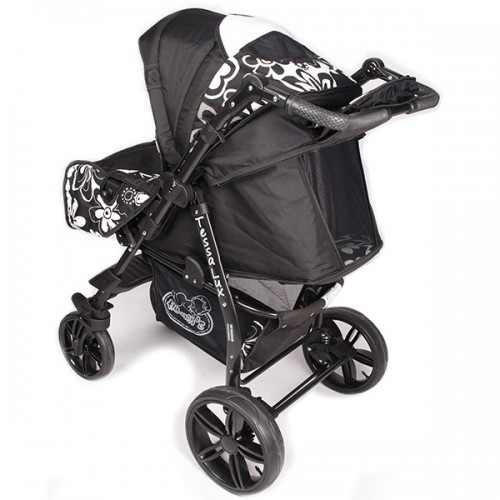 Carucior Hubners Tessa Lux 2 in 1 negru floricele image 3