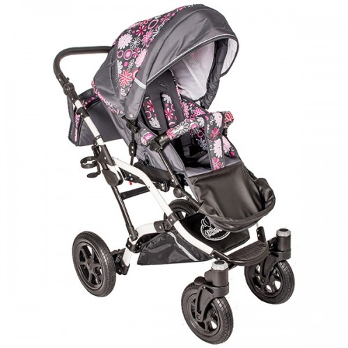 Carucior Hubners Dalia Lux 3 in 1 gri cu floricele roz image 5