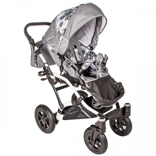 Carucior Hubners Dalia Lux 3 in 1 alb cu floricele gri image 5