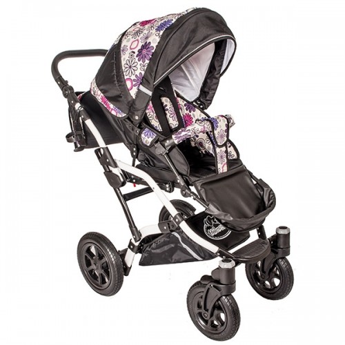Carucior Hubners Dalia Lux 3 in 1 alb cu floricele mov image 5
