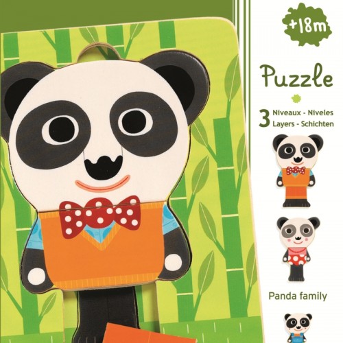 Puzzle straturi Djeco familia de panda