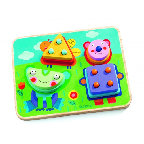 Puzzle și joc de îndemânare pentru bebeluși- KikouPlock Djeco
