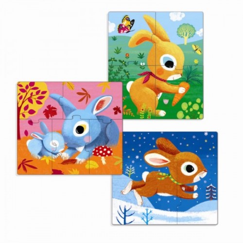 Set Puzzle-uri evolutive Djeco iepurași image 1