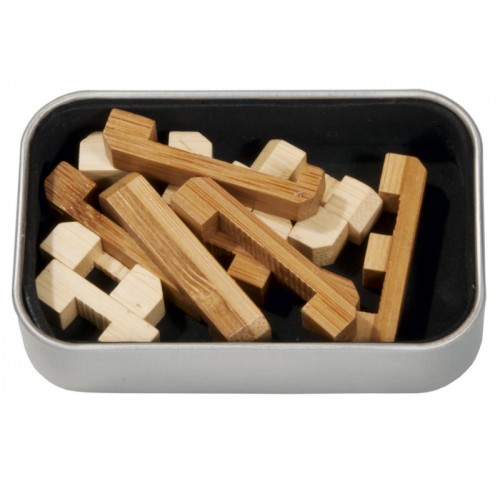 Joc logic IQ din lemn bambus în cutie metalică-4 image 2