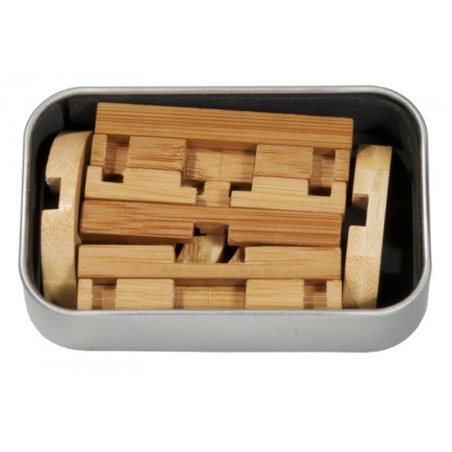 Joc logic IQ din lemn bambus în cutie metalică-1 image 2