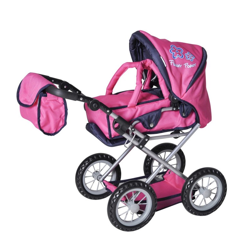 Carucior 2 in 1 pentru papusi Ruby Flower Power Pink