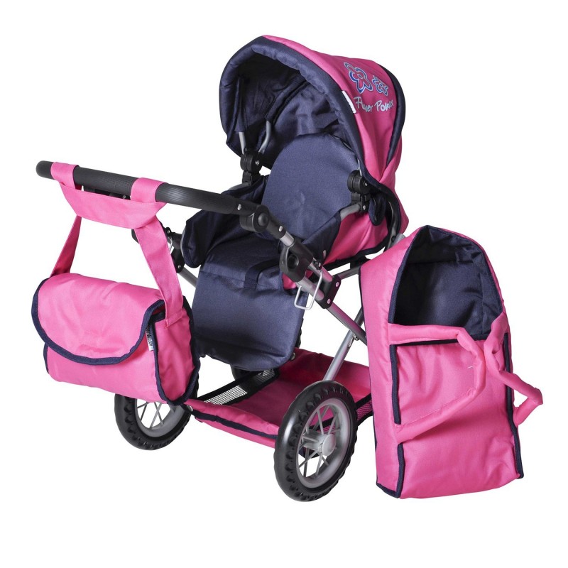 Carucior 2 in 1 pentru papusi Ruby Flower Power Pink image 1