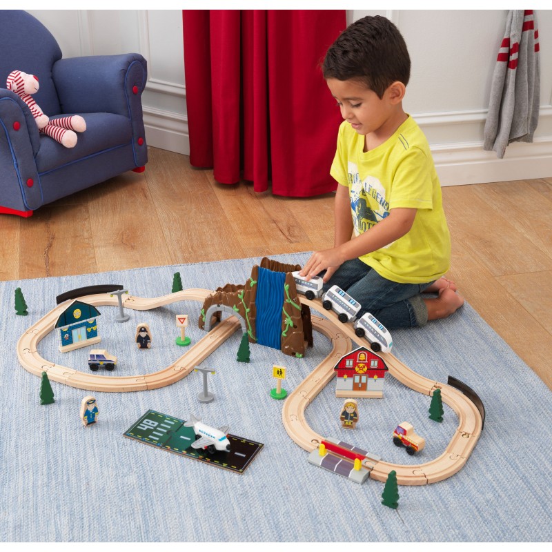 Trenulet din lemn Euro Express cu set de accesorii image 1