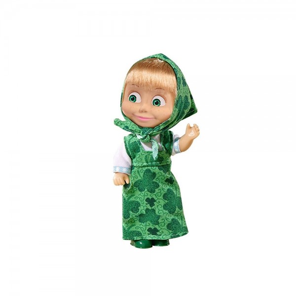 Papusa Simba Masha and the Bear 12 cm Masha in rochie verde image 1