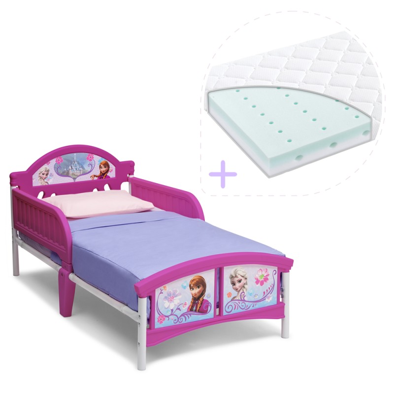 Set pat cu cadru metalic Disney Frozen si saltea pentru patut Dreamily - 140 x 70 x 10 cm