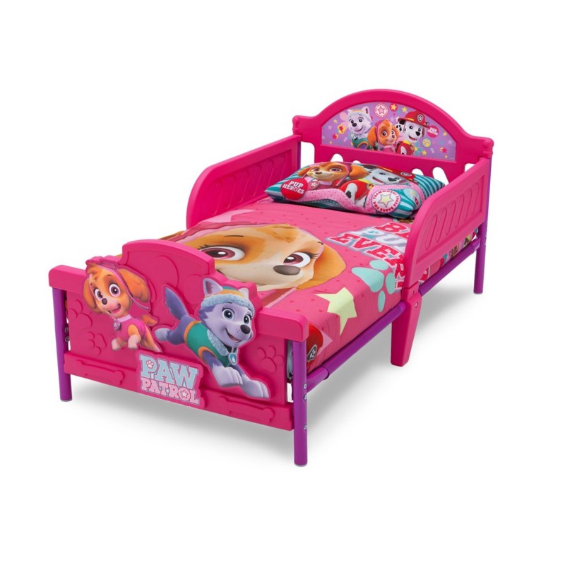 Set pat cu cadru metalic Paw Patrol Girl 3D si saltea pentru patut Dreamily - 140 x 70 x 10 cm image 2