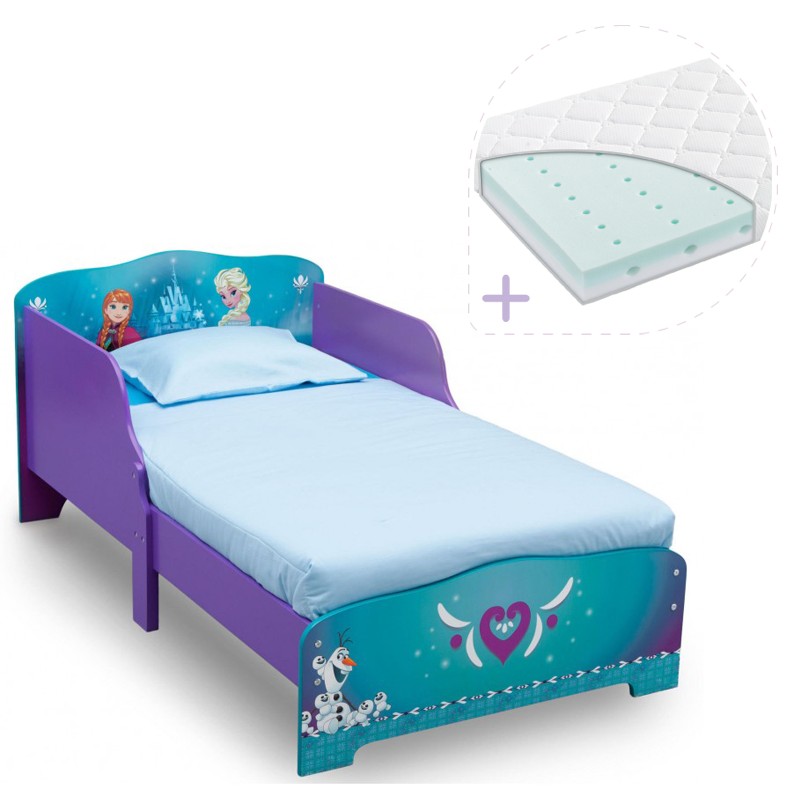 Set pat cu cadru din lemn Frozen si saltea pentru patut Dreamily - 140 x 70 x 10 cm