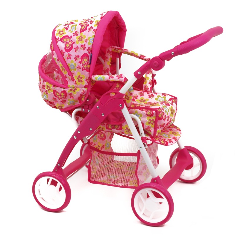 Carucior pentru papusi cu landou Pink Butterfly