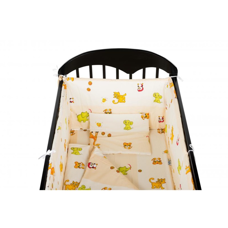 Babyneeds Lenjerie patut 5 piese Crem cu animalute image 2