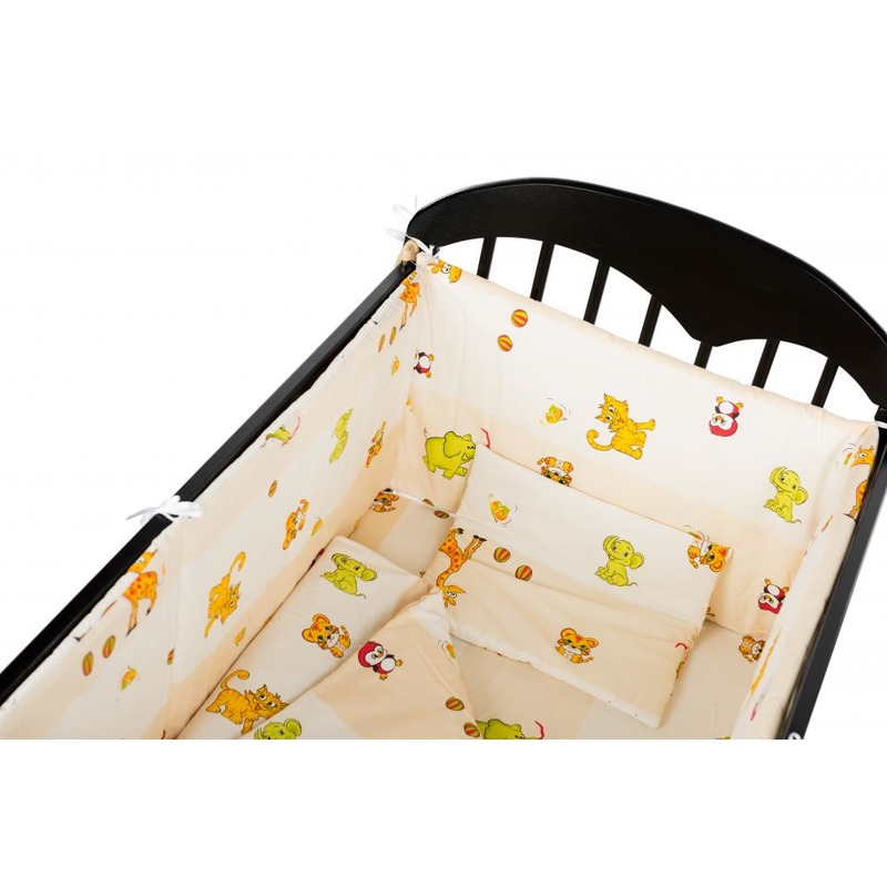 Babyneeds Lenjerie patut 5 piese Crem cu animalute image 3