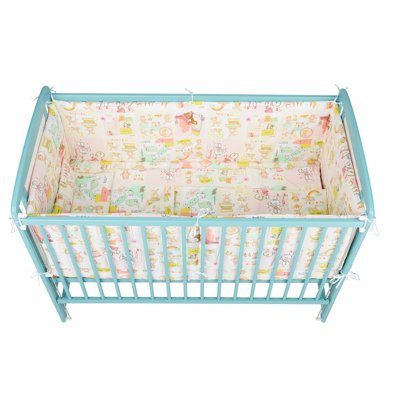 BabyNeeds Lenjerie patut 5 piese Roz cu iepurasi